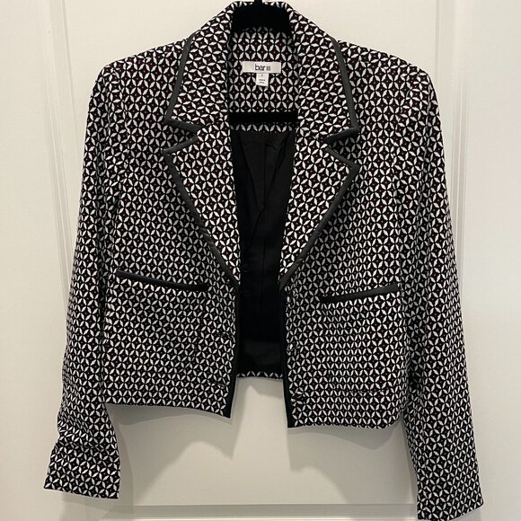 BAR III Women's Faux-Leather-Trimmed Cropped Jacket - Picture 3 of 6